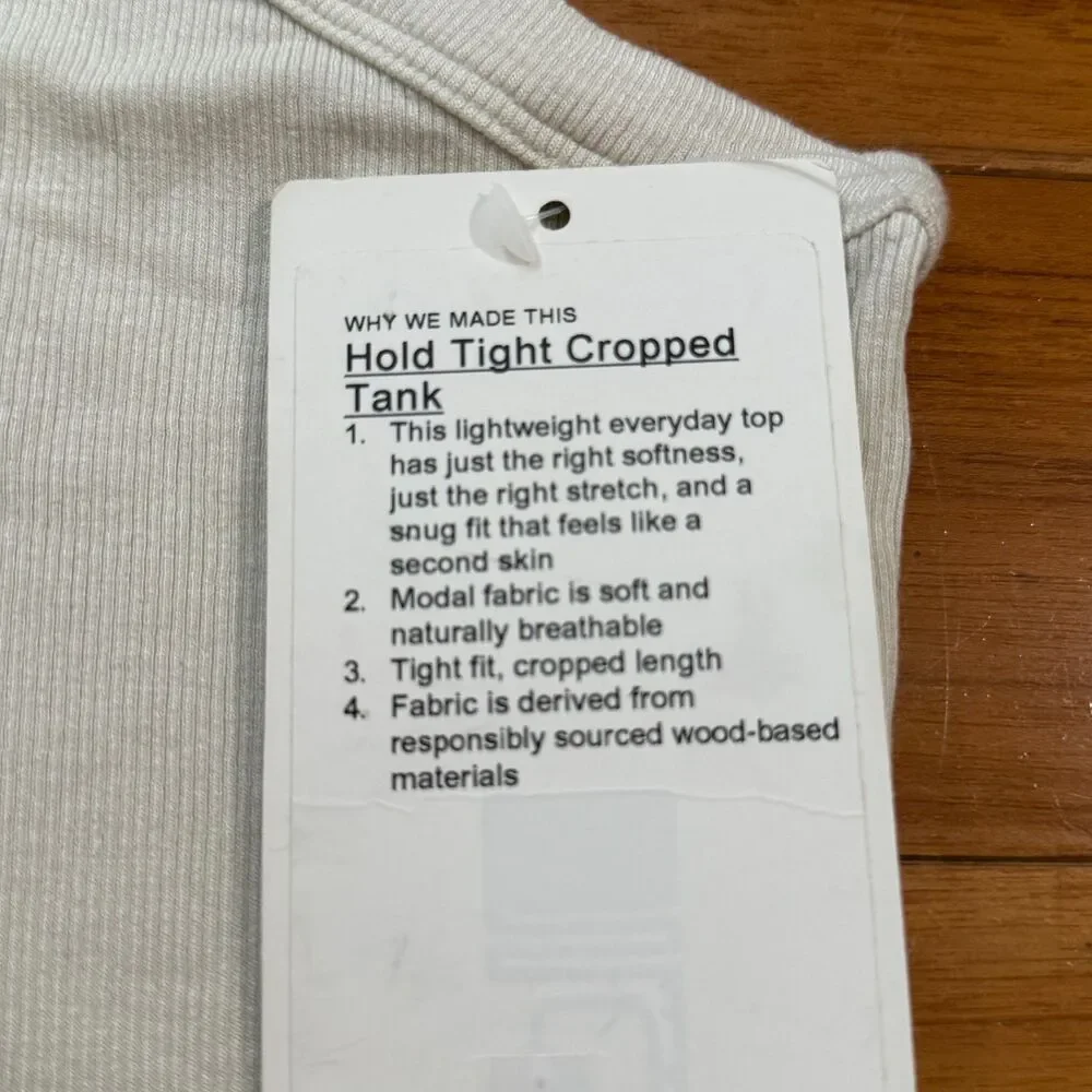 Women Lululemon Hold Tight Cropped Tank Top Bone Size 8 Athleisure Activewear